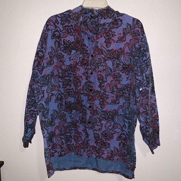 Jag Floral Splatter Button Up Long Sleeve Shirt - Picture 1 of 6